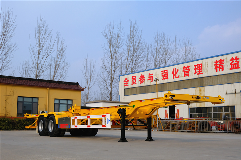 Two axle small gooseneck container transport semi-trailer